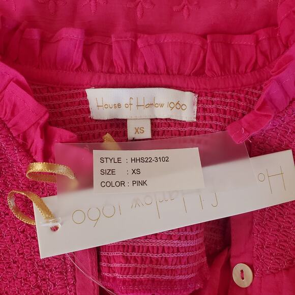 House of Harlow Pink Eyelet Blouse XS - Picture 7 of 9